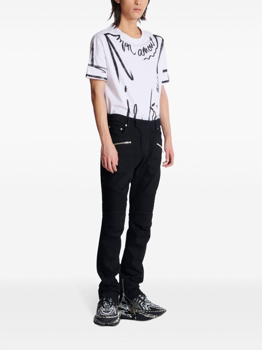 Slim-fit biker jeans<BR/><BR/><BR/> EH1MG115DF63 0PA BALMAIN
