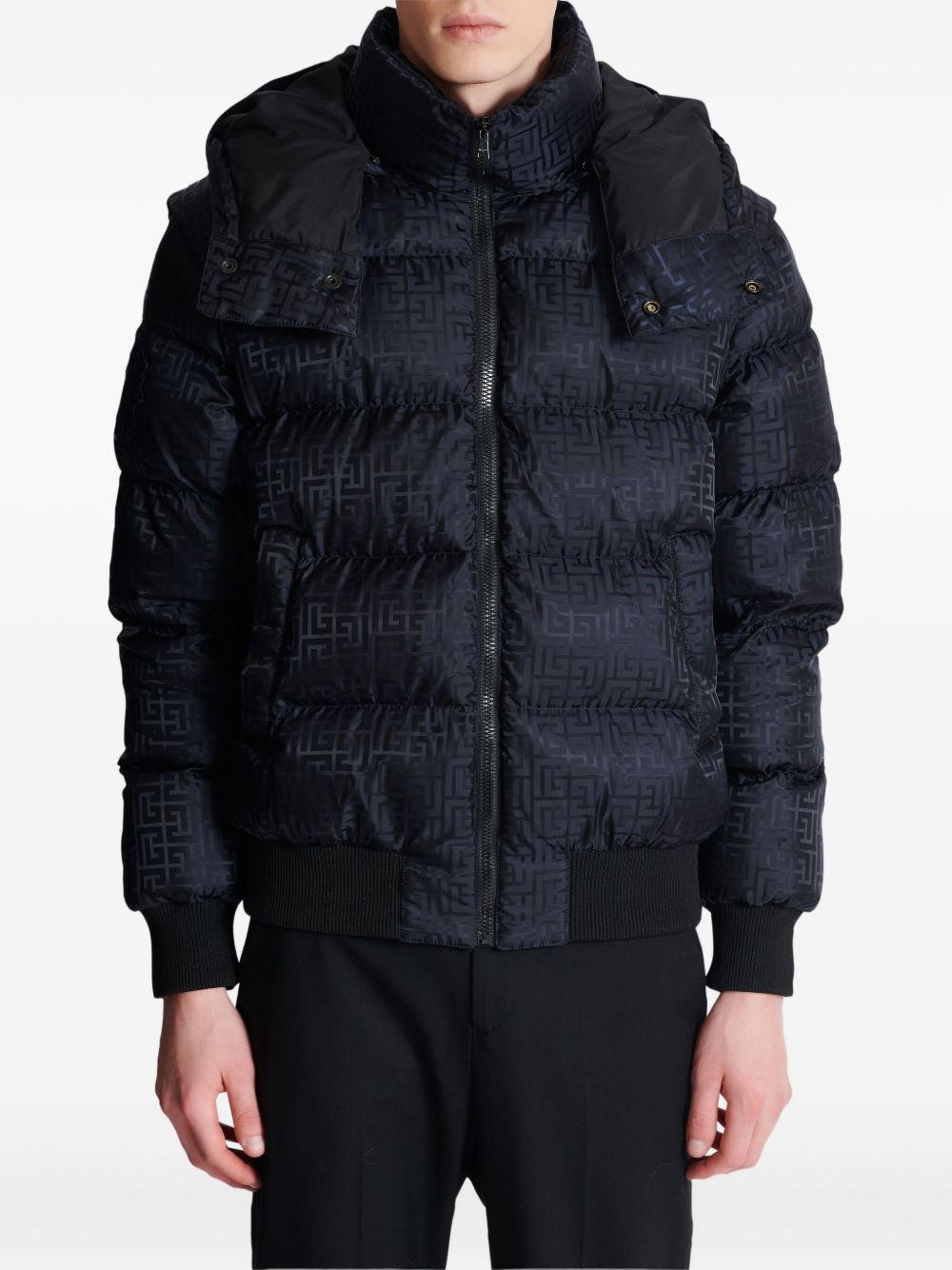 Cropped monogram jacquard padded jacket FH1TP161XB11 EAP BALMAIN