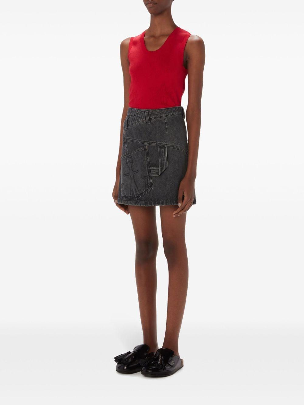 Twisted denim mini skirt<BR/><BR/><BR/> DK0020 PG1195929 JW ANDERSON