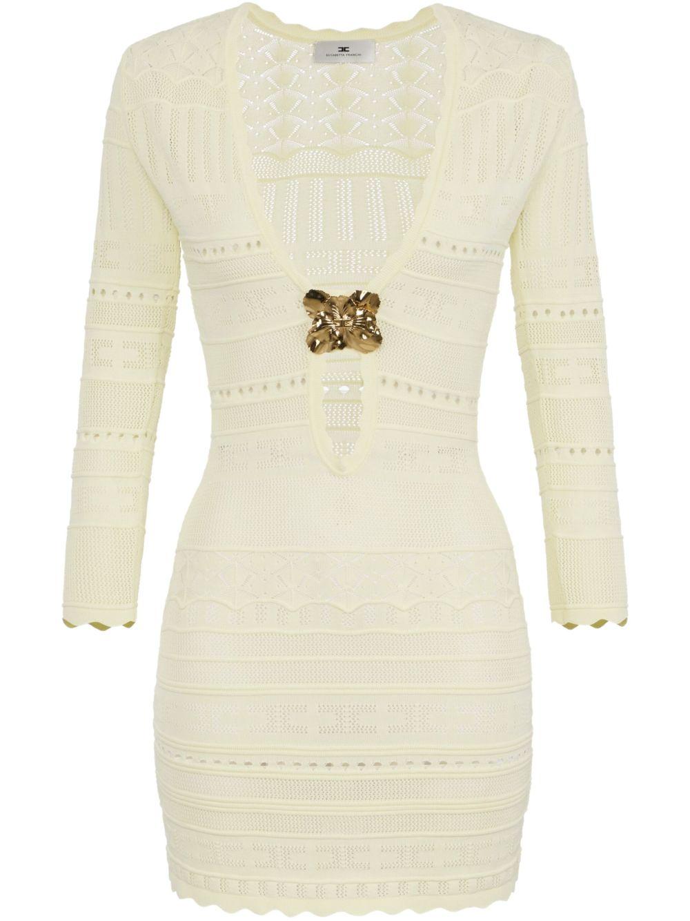 Brooch-detail open-knit dress<BR/><BR/><BR/> AM74S52E2 DC7 ELISABETTA FRANCHI