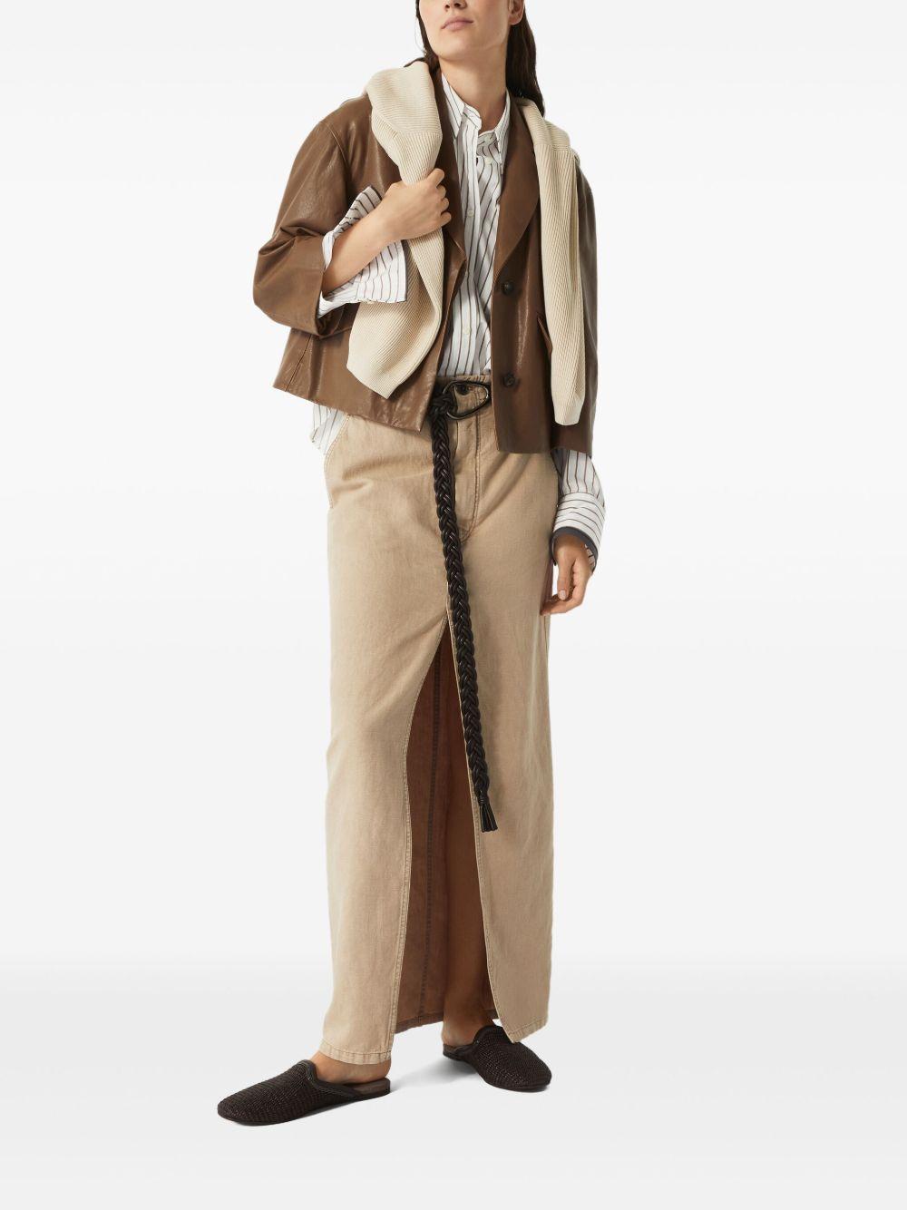 Chino skirt in garment-dyed cotton and linen cover ML996G3822 C2910 BRUNELLO CUCINELLI