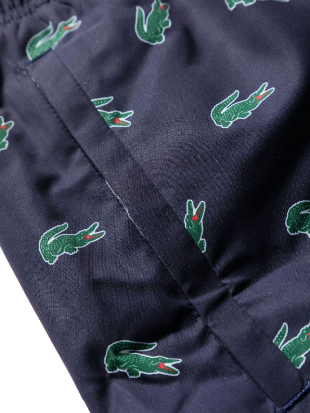 Blue Crocodile-print drawstring swim shorts MH7188 QRN LACOSTE