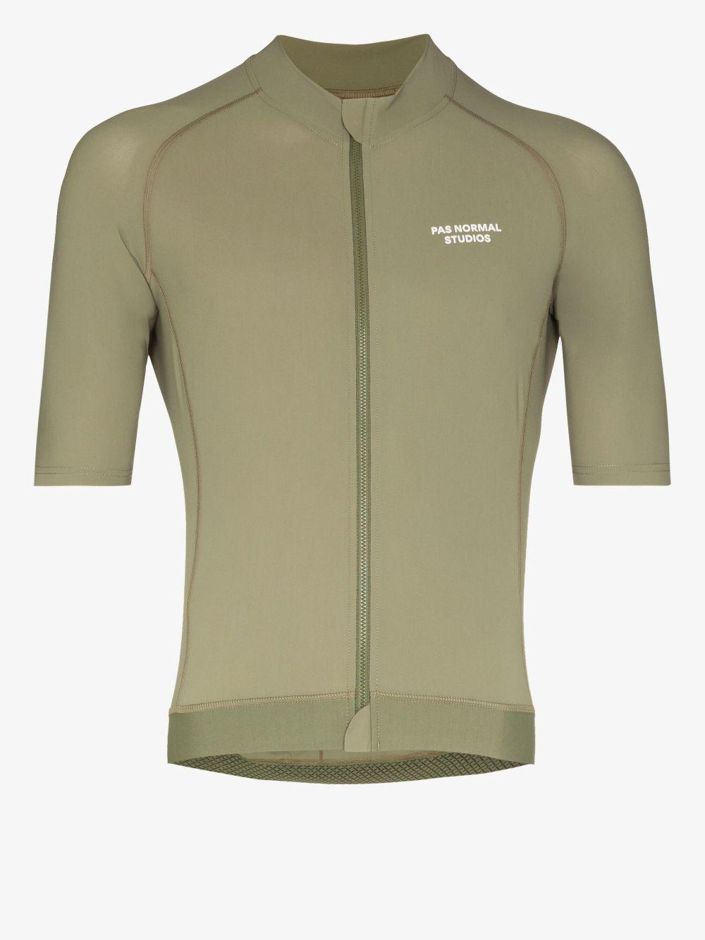 Logo-print zipped jersey top MJ0215H OLIVE PAS NORMAL STUDIOS