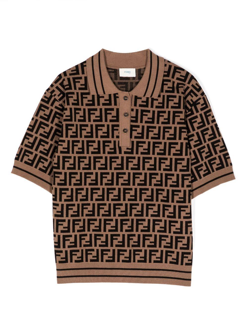 FF logo-print polo shirt JMG094 AEYDF15B6 FENDI KIDS