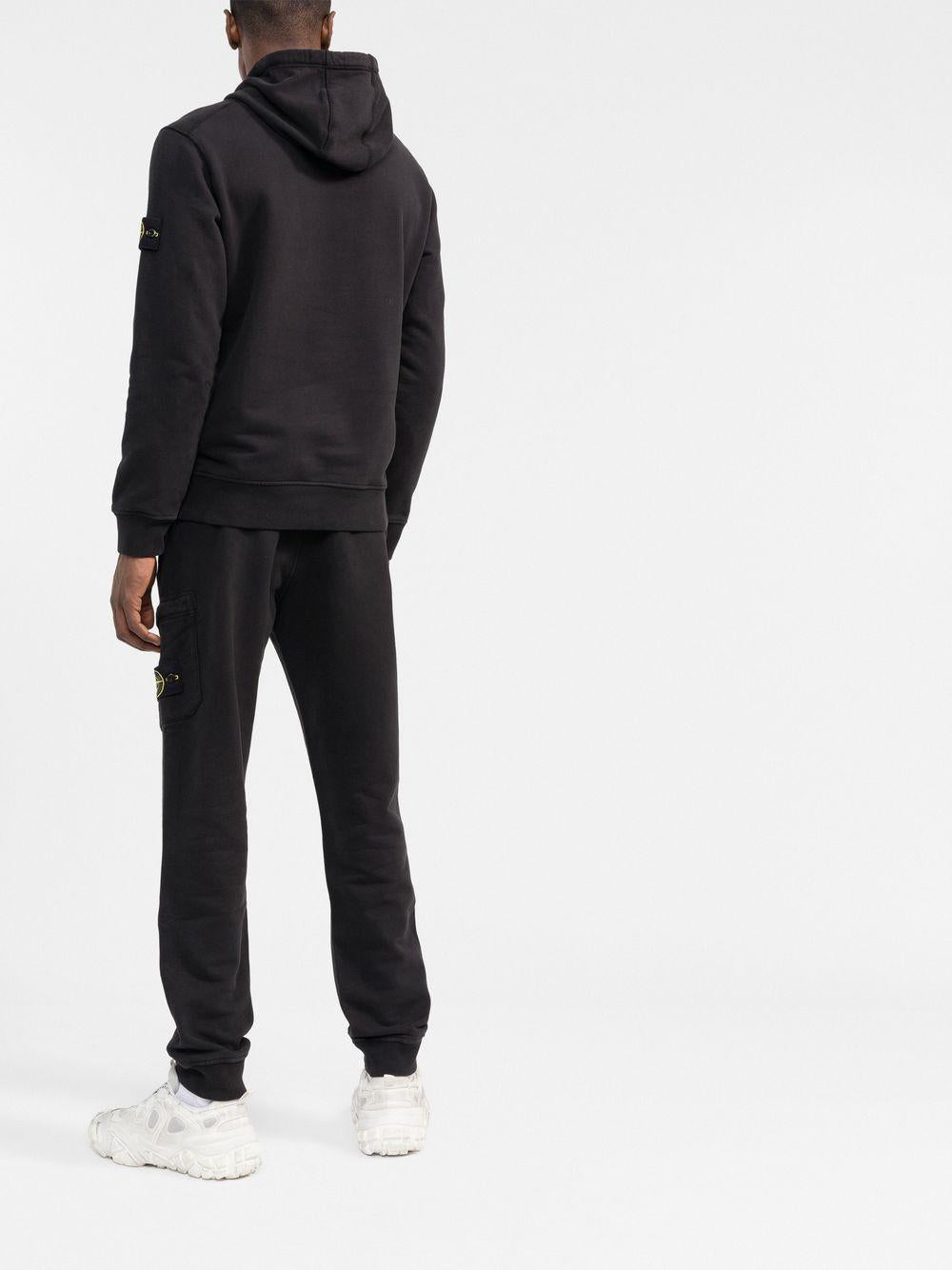 black Compass-patch cotton hoodie 771564120 V0029 STONE ISLAND