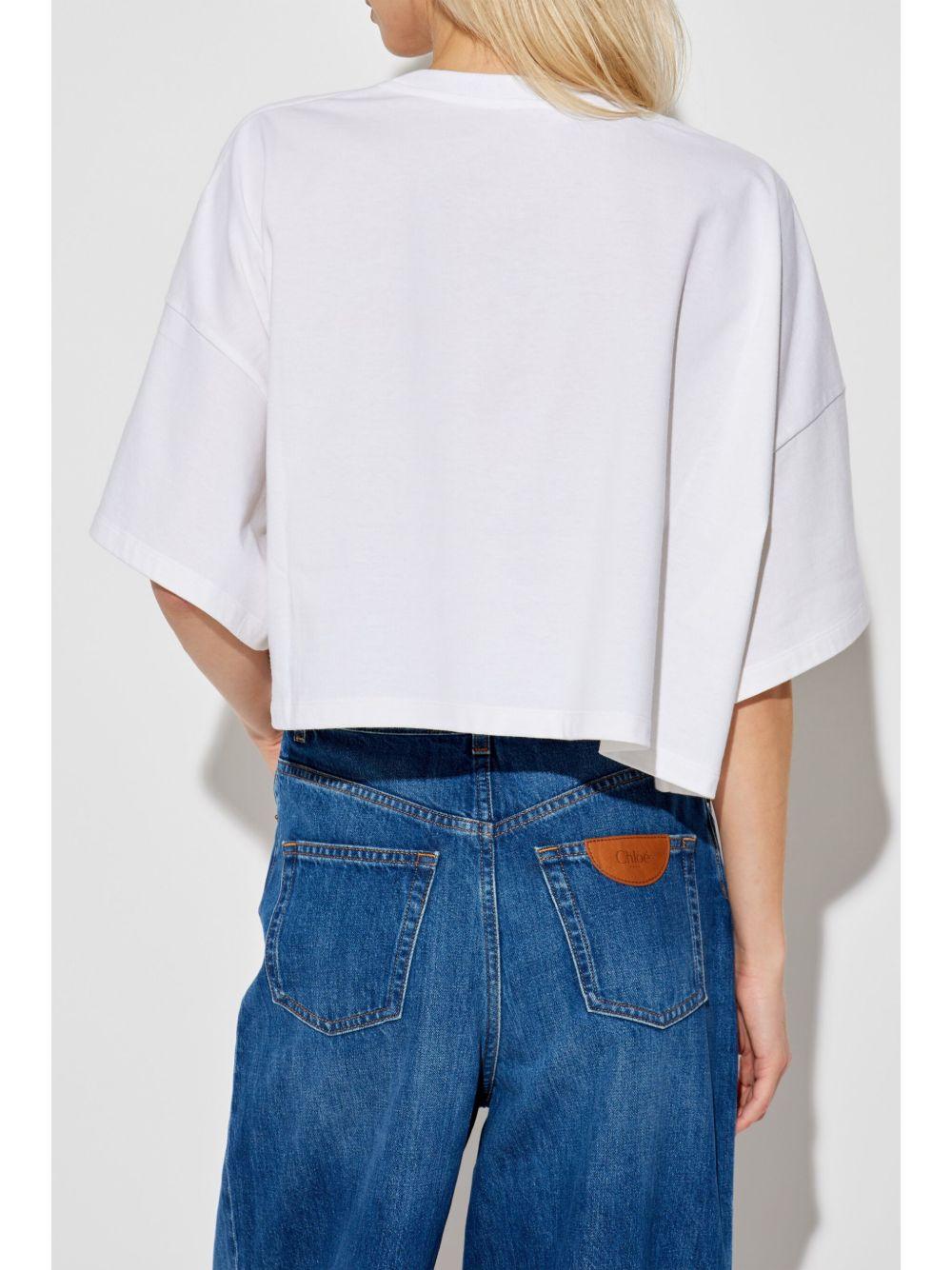 Short boxy T-shirt with logo CH24AJH09183 101 CHLOÉ