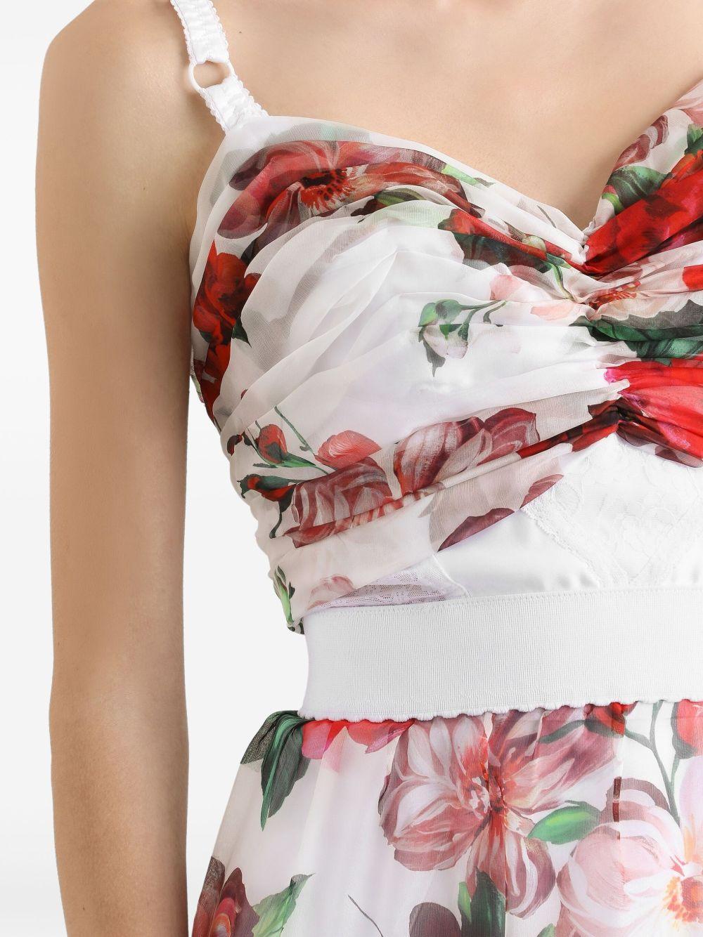 Rose-print marquisette and chiffon corset top F7AX5T IS1Y6HA5PD DOLCE & GABBANA