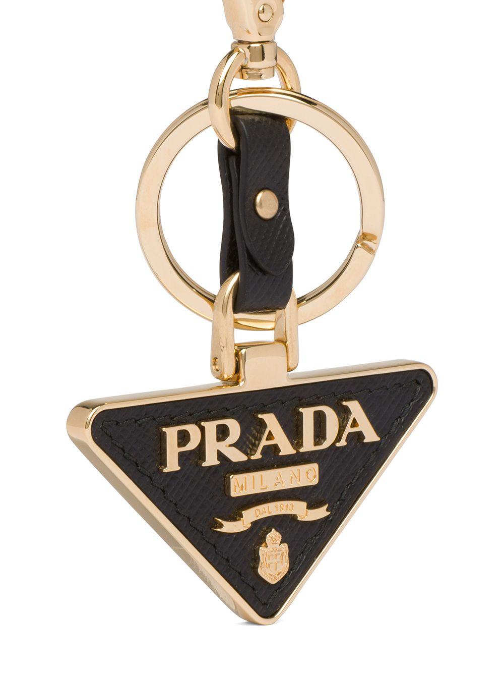 Triangle-logo leather keychain<BR/><BR/><BR/> 1PP128 053F0002 PRADA