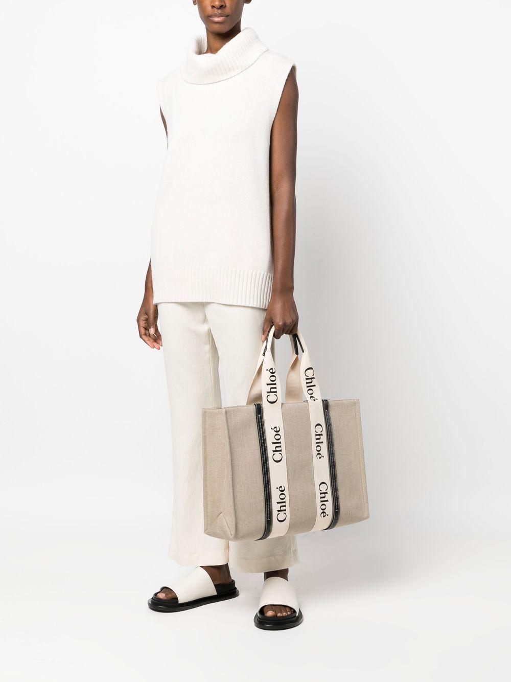Large Woody linen tote bag CHC22AS382I26 91J CHLOÉ