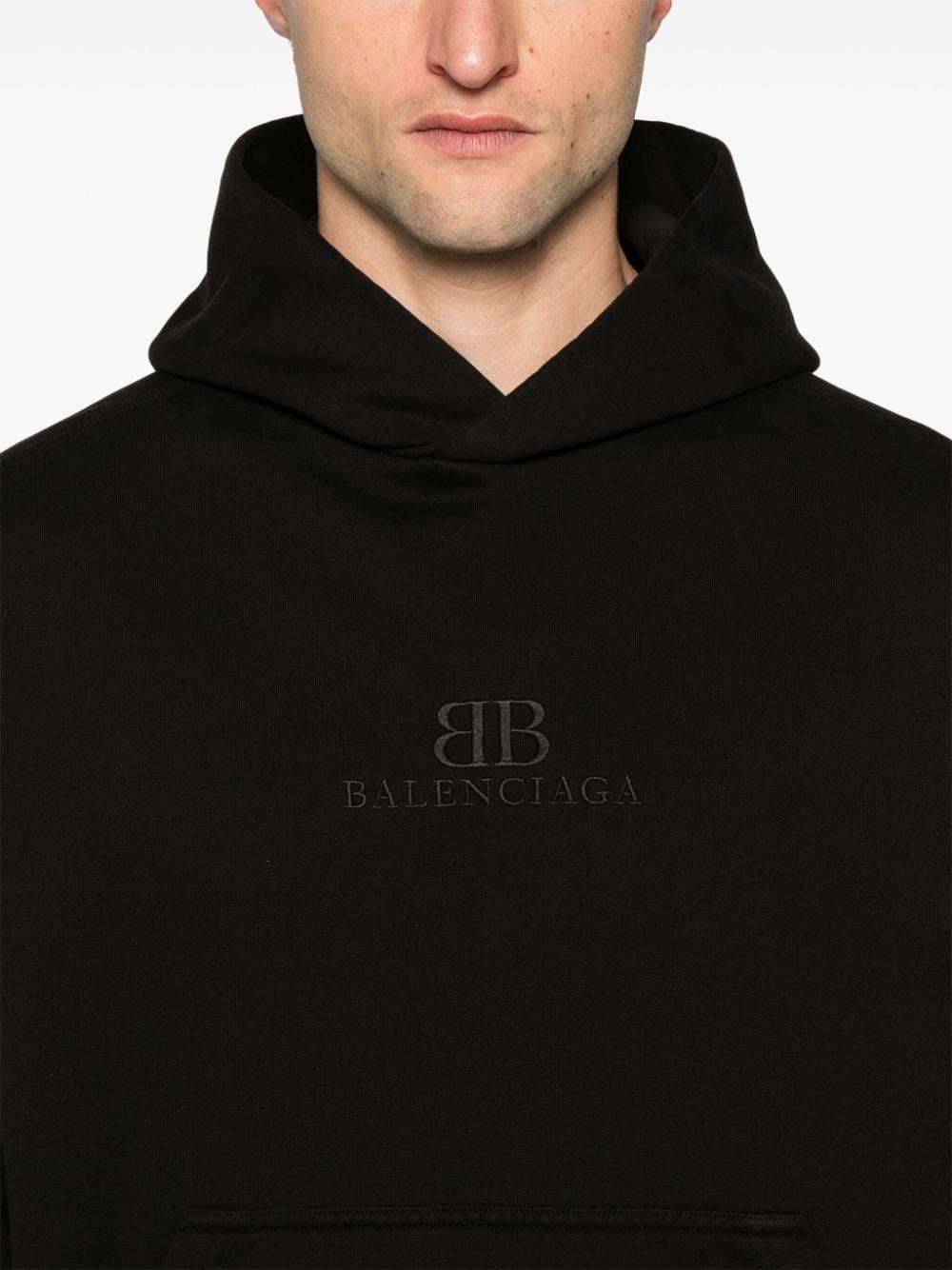 Logo-embroidered cotton hoodie<BR/><BR/><BR/> 767877 TQVS92020 BALENCIAGA