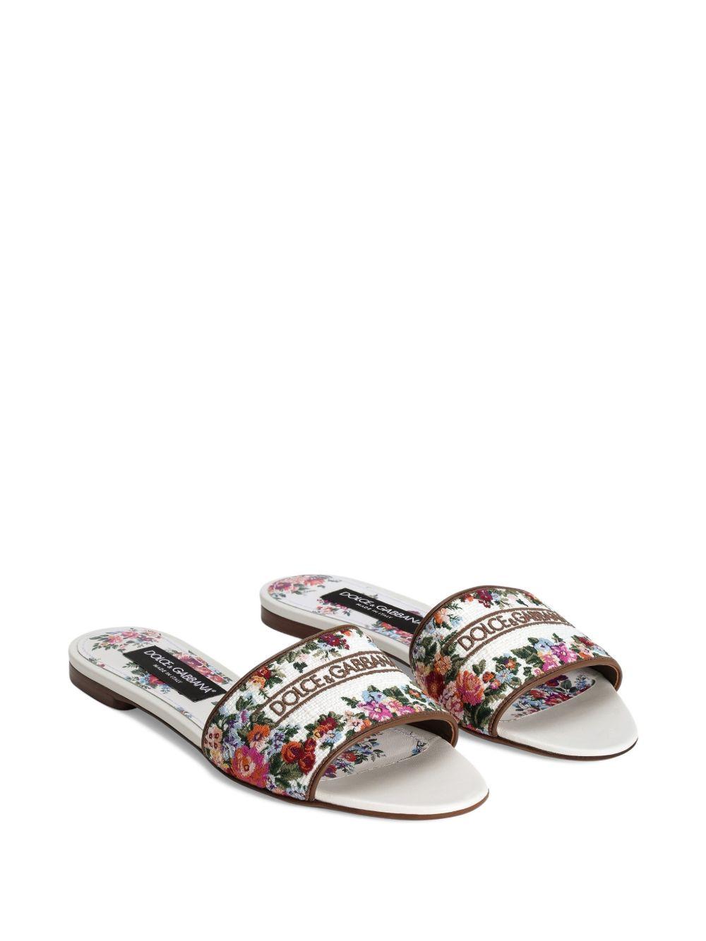Nappa leather flat slippers with embroidery CQ0571 A64838V135 DOLCE & GABBANA