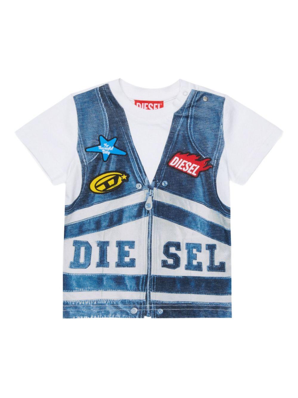 Cotton T-shirt with print and patches K00759KYAYST ELTIBK100 DIESEL KIDS