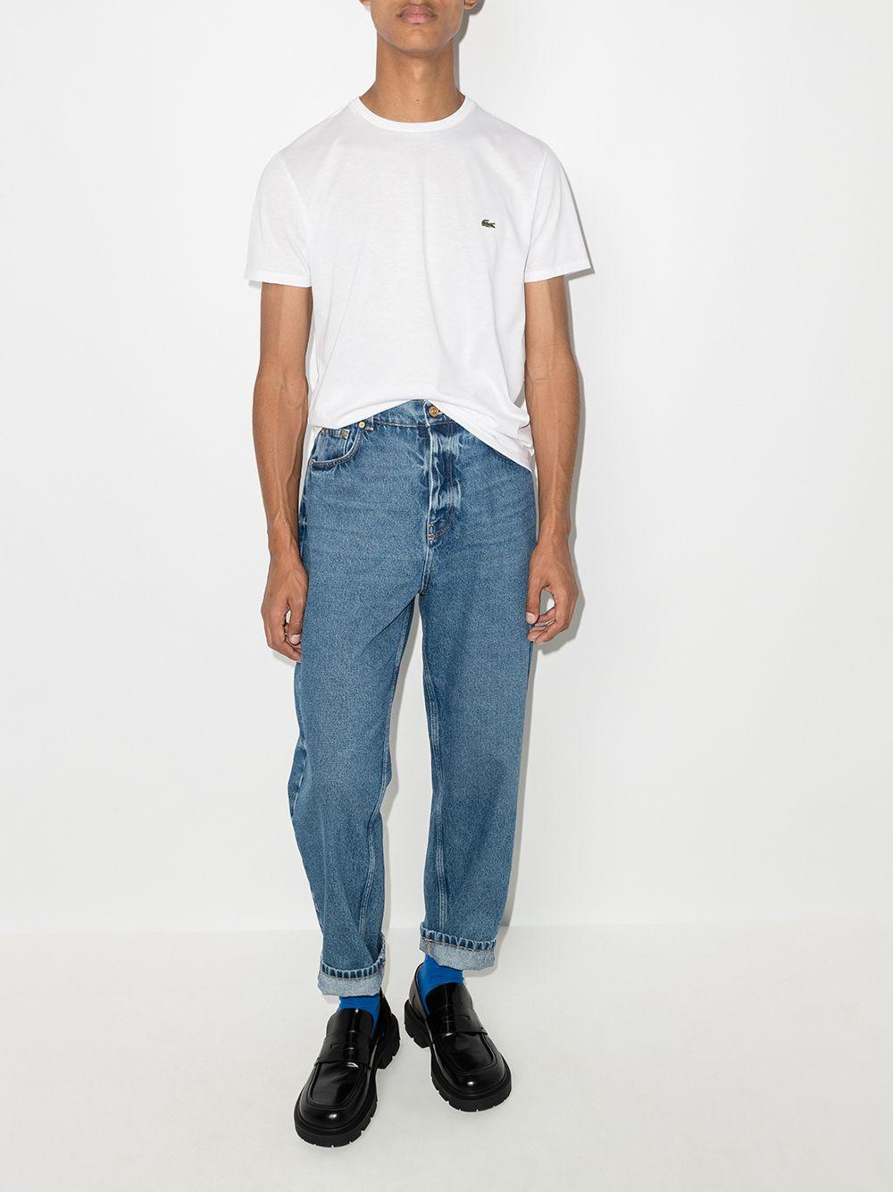 White Pima cotton logo-embroidered crew-neck T-shirt TH6709 001 LACOSTE
