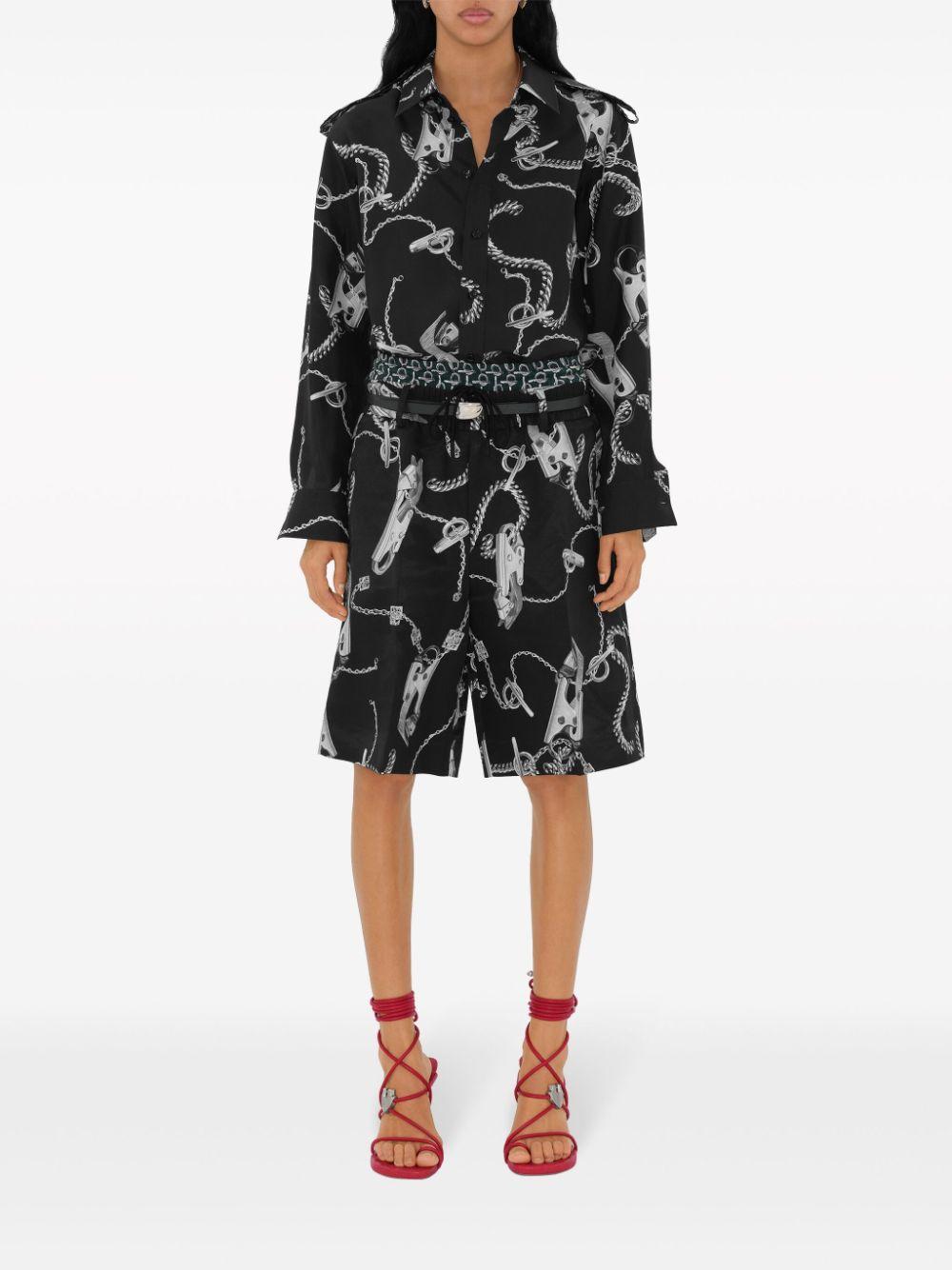 Knight Hardware silk shirt<BR/><BR/><BR/> 8088942 SILVERBLACK BURBERRY