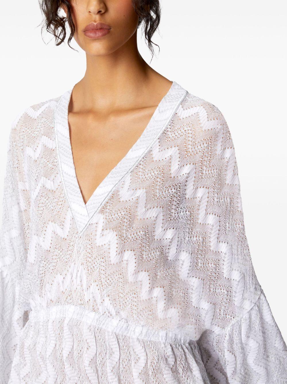 Viscose zig zag lamé viscose cover-up dress with wide sleeves<BR/><BR/><BR/><BR/><BR/><BR/><BR/> MC22SQ03 BR00ZXS01FJ MISSONI
