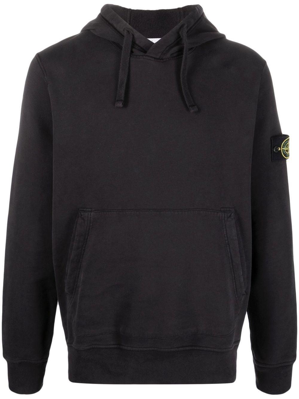 black Compass-patch cotton hoodie 771564120 V0029 STONE ISLAND