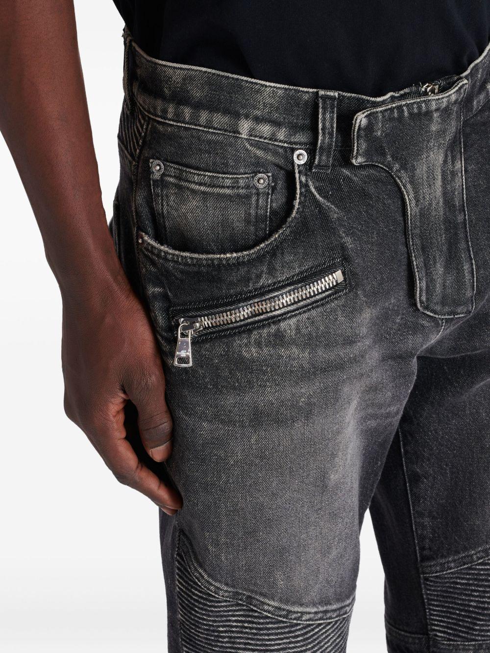 Slim-fit biker trousers in denim FH1MG115DF82 9AZ BALMAIN