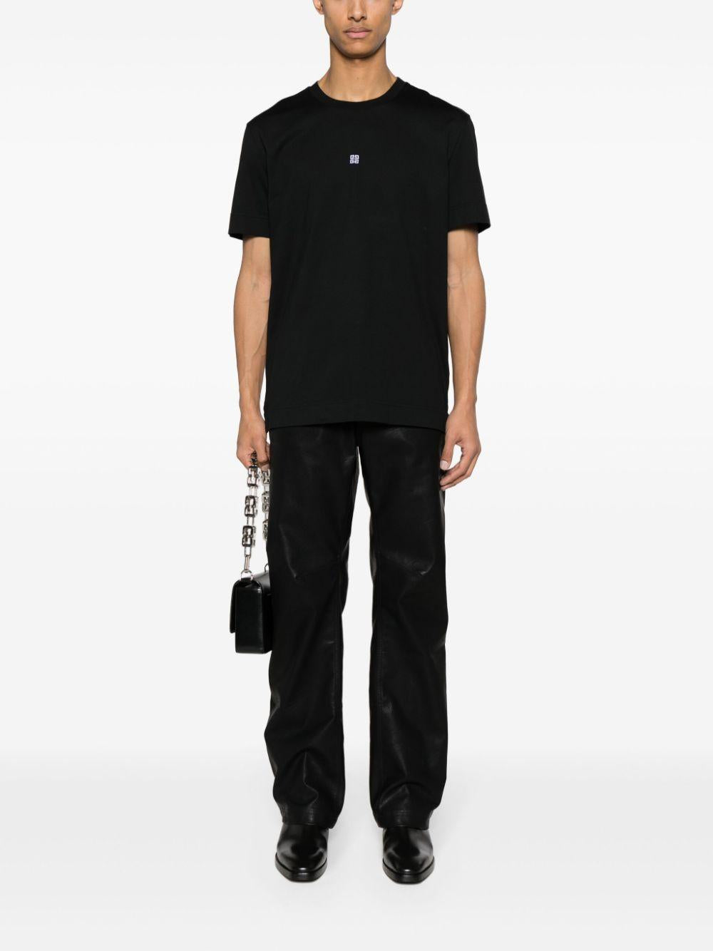 4G-embroidered cotton T-shirt<BR/><BR/><BR/> BM716G3YCD 001 GIVENCHY