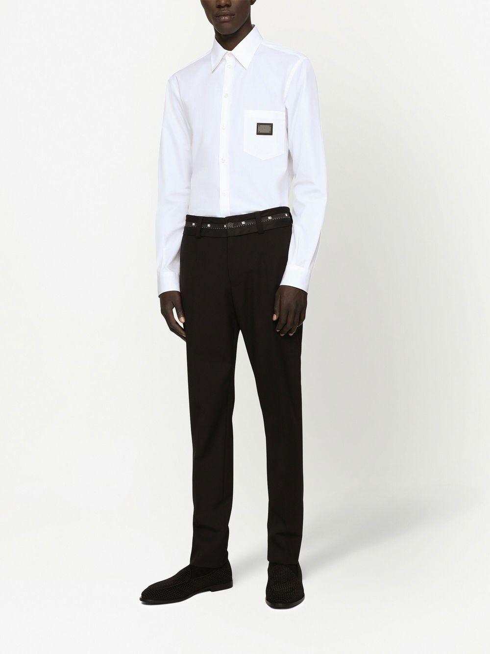 Martini-fit logo-tag cotton shirt<BR/><BR/><BR/> G5JG4T FU5U8W0800 DOLCE & GABBANA