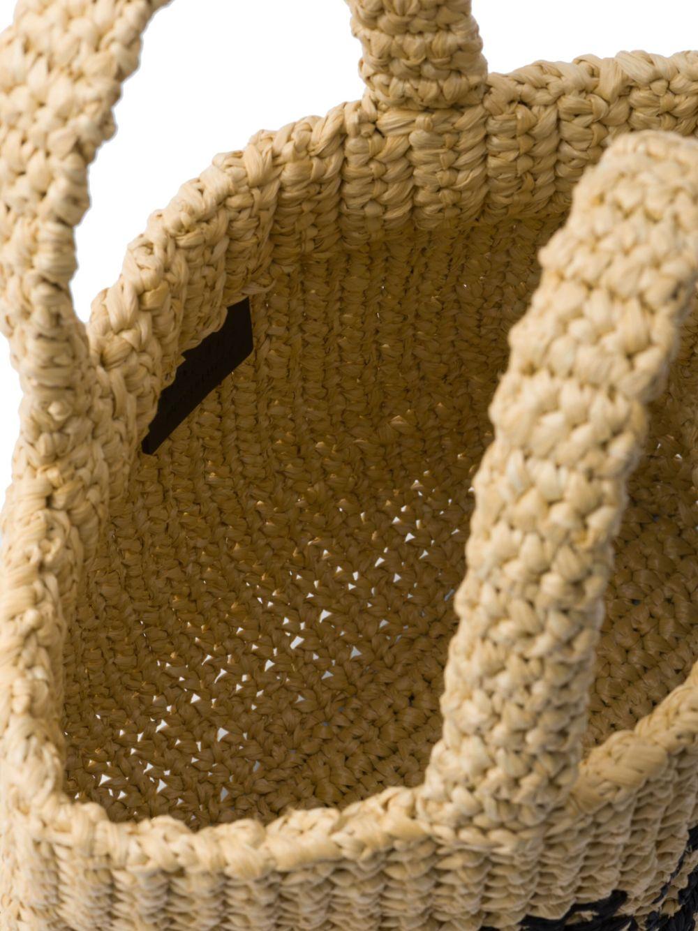 Logo-embroidered straw tote bag<BR/><BR/><BR/><BR/><BR/><BR/><BR/> 1BG422 2C2TF0018 PRADA