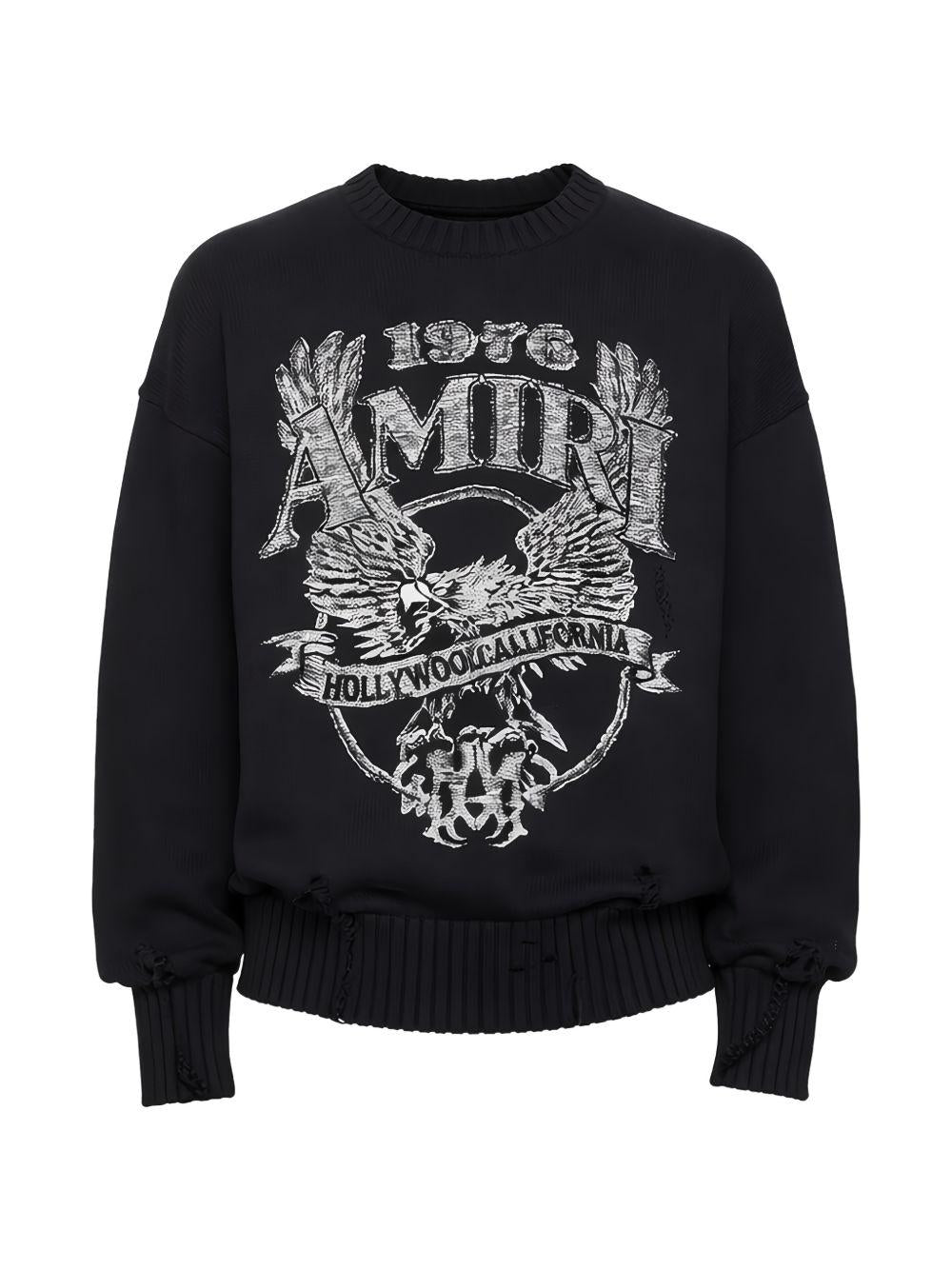 graphic-print distressed sweater AMTOKN1032 001 AMIRI