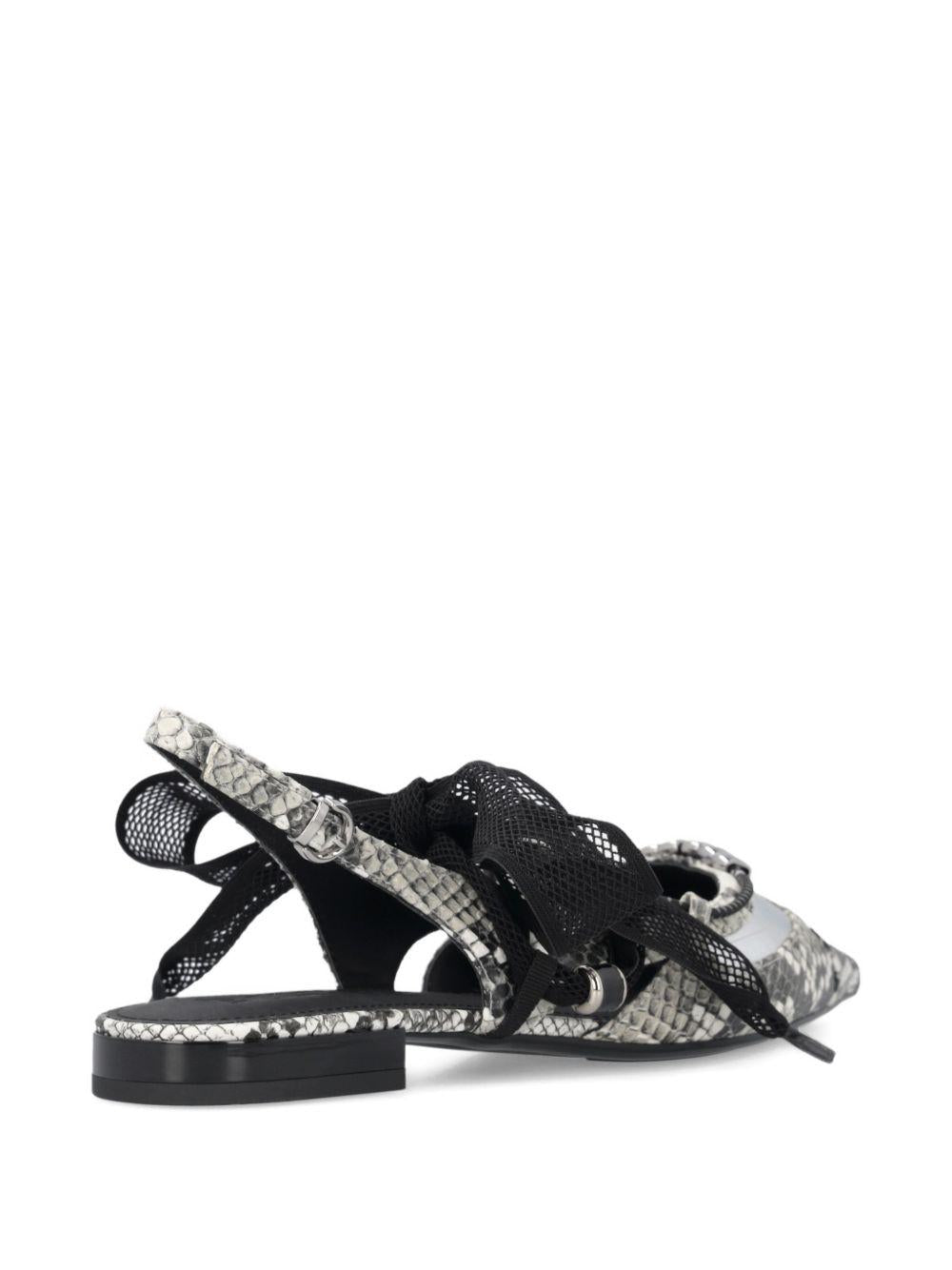 Slingback ballerinas with python print and ties SD0547 P042I93 PINKO