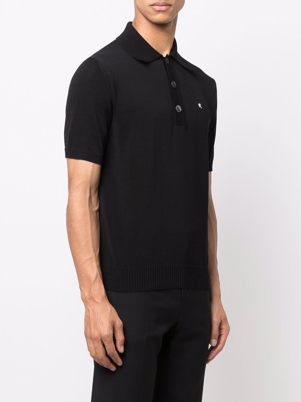 Polo nera in maglia di cotone cotone