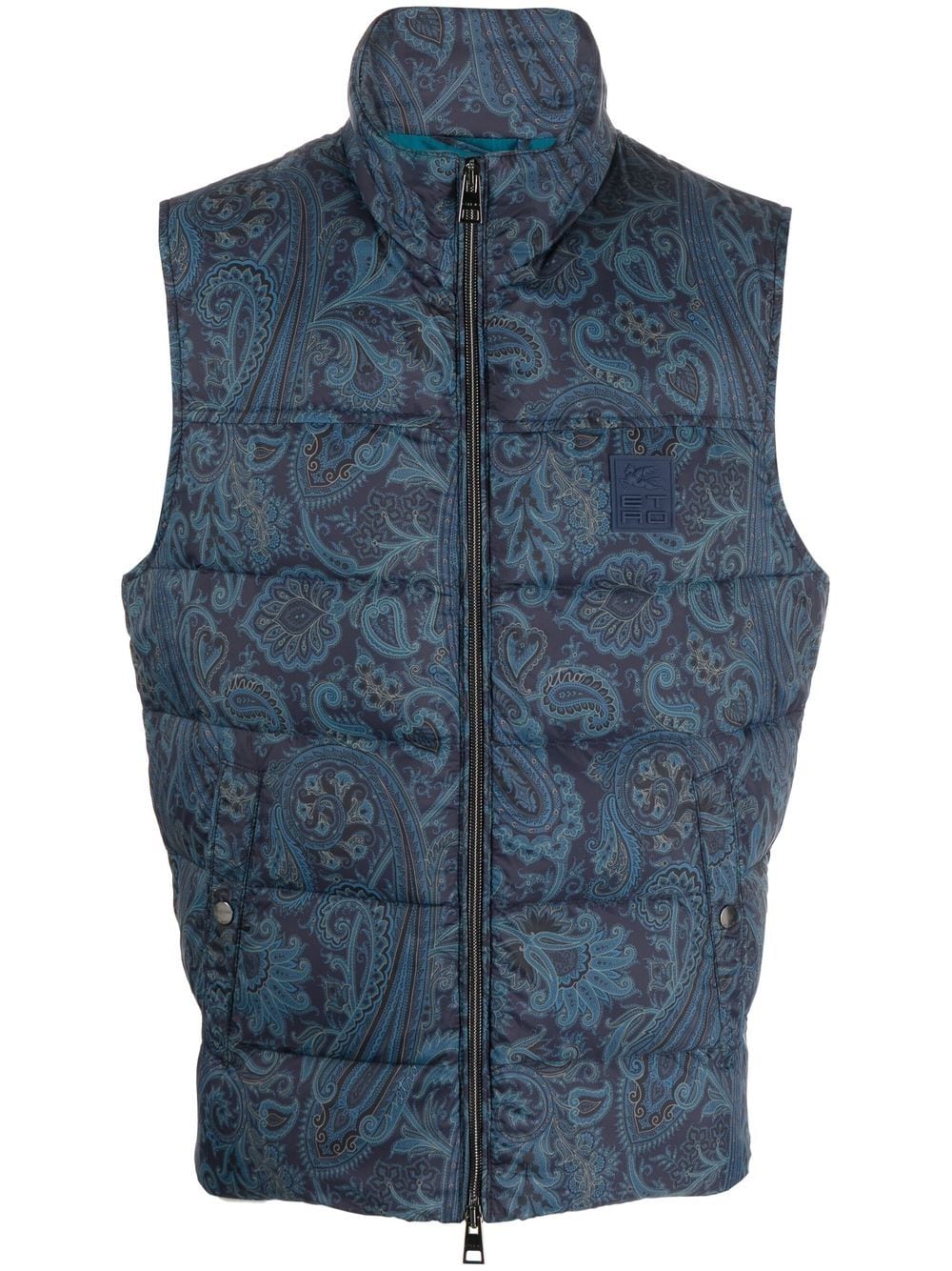 gilet con zip paisley blu navy
