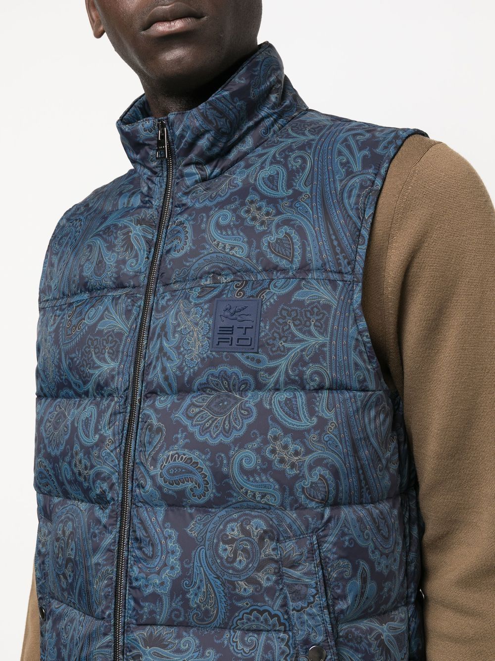 gilet con zip paisley blu navy