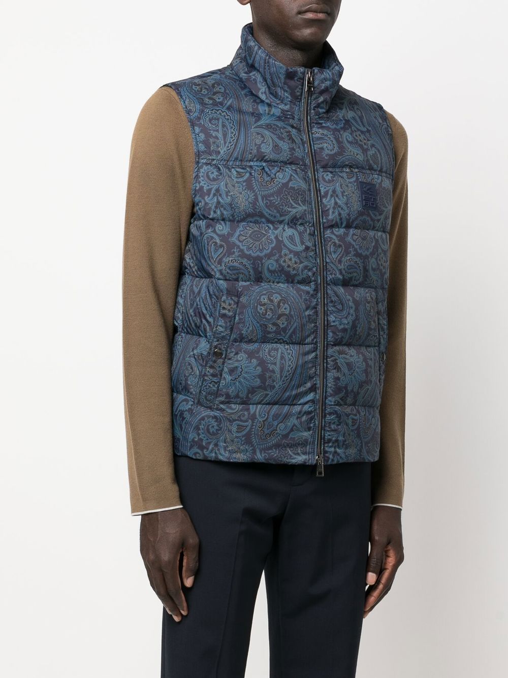 gilet con zip paisley blu navy