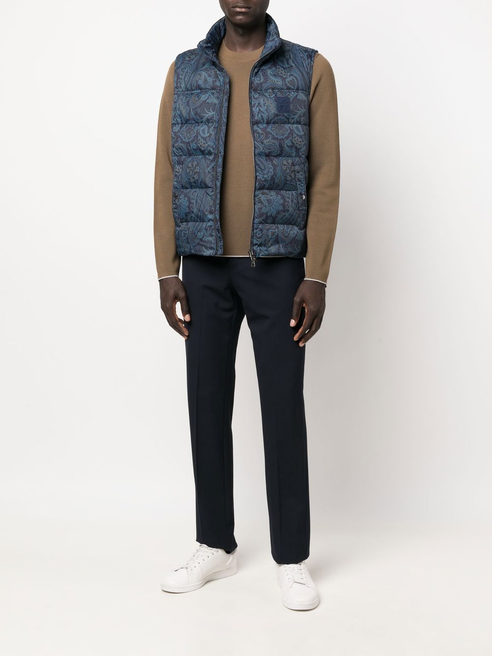 gilet con zip paisley blu navy
