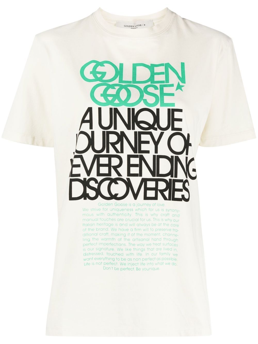T-shirt bianca avorio con stampa slogan
