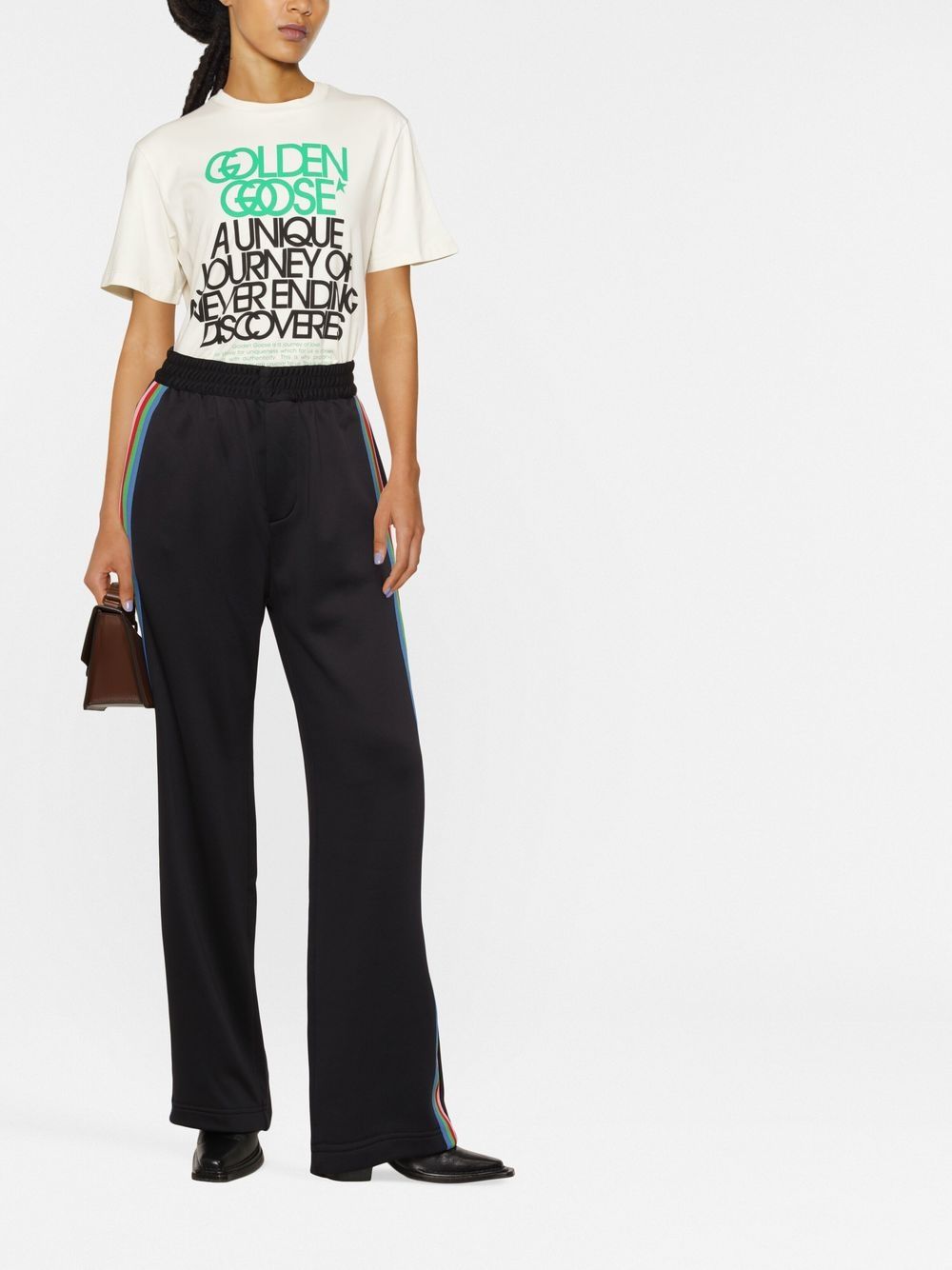 T-shirt bianca avorio con stampa slogan