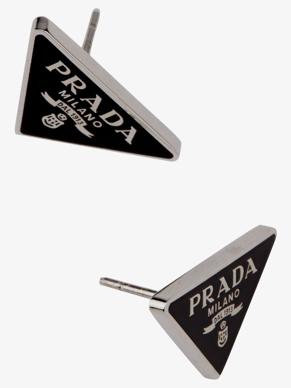 Silver/black sterling silver/enamel Prada Symbole stud earrings