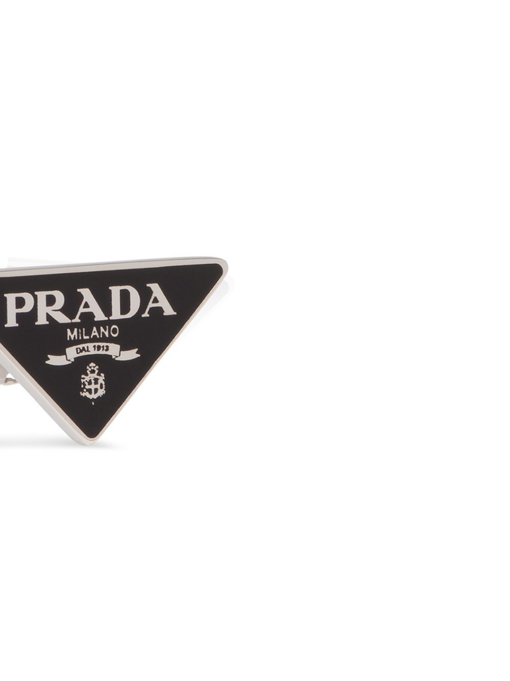 Silver/black sterling silver/enamel Prada Symbole stud earrings
