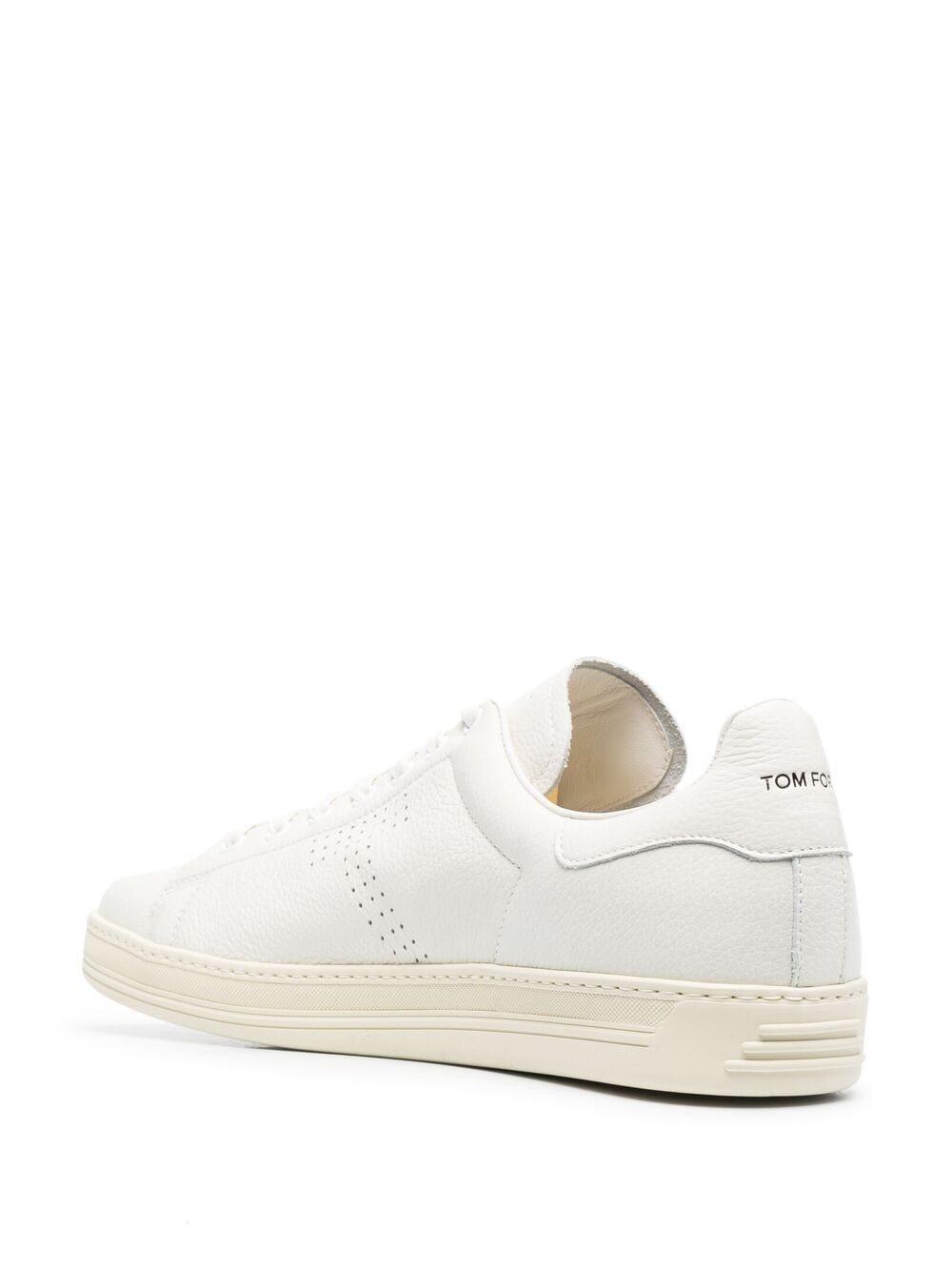 Sneakers con lacci in pelle di vitello bianca con dettagli perforati