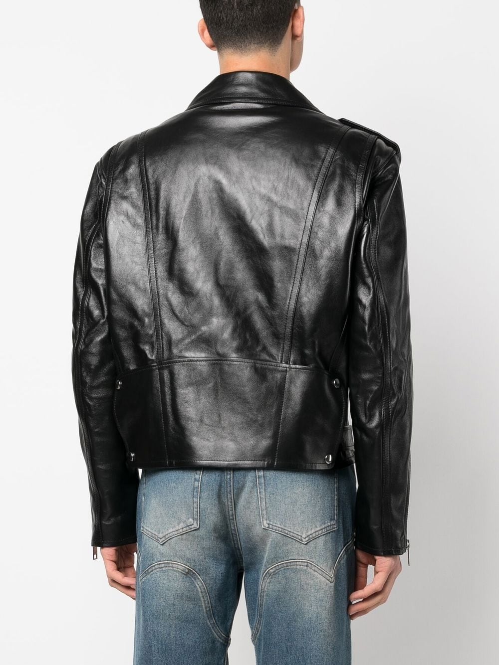 Zip leather biker jacket