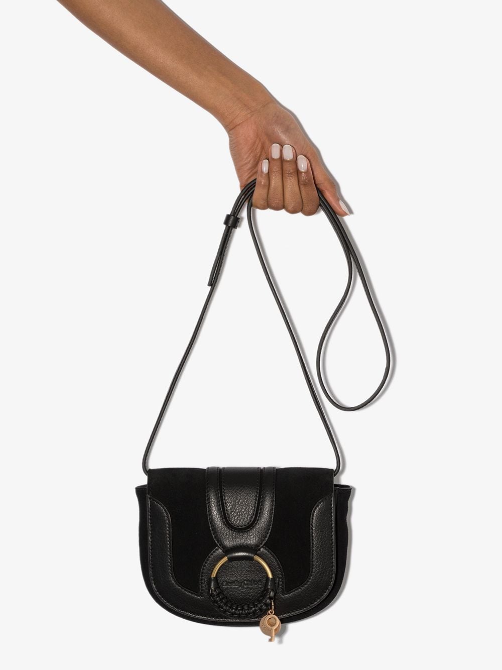 Mini borsa Hana in pelle nera/pelle di vitello
