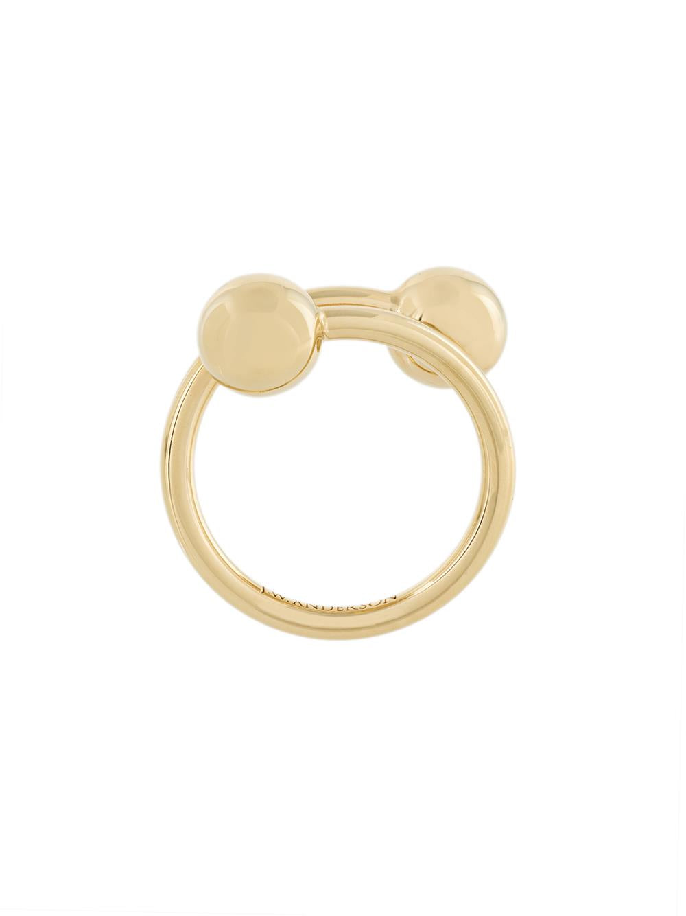 Gold plated brass double sphere ring