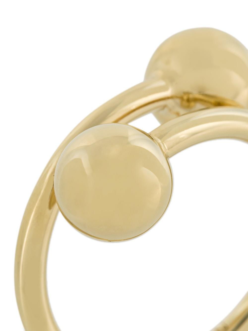 Gold plated brass double sphere ring