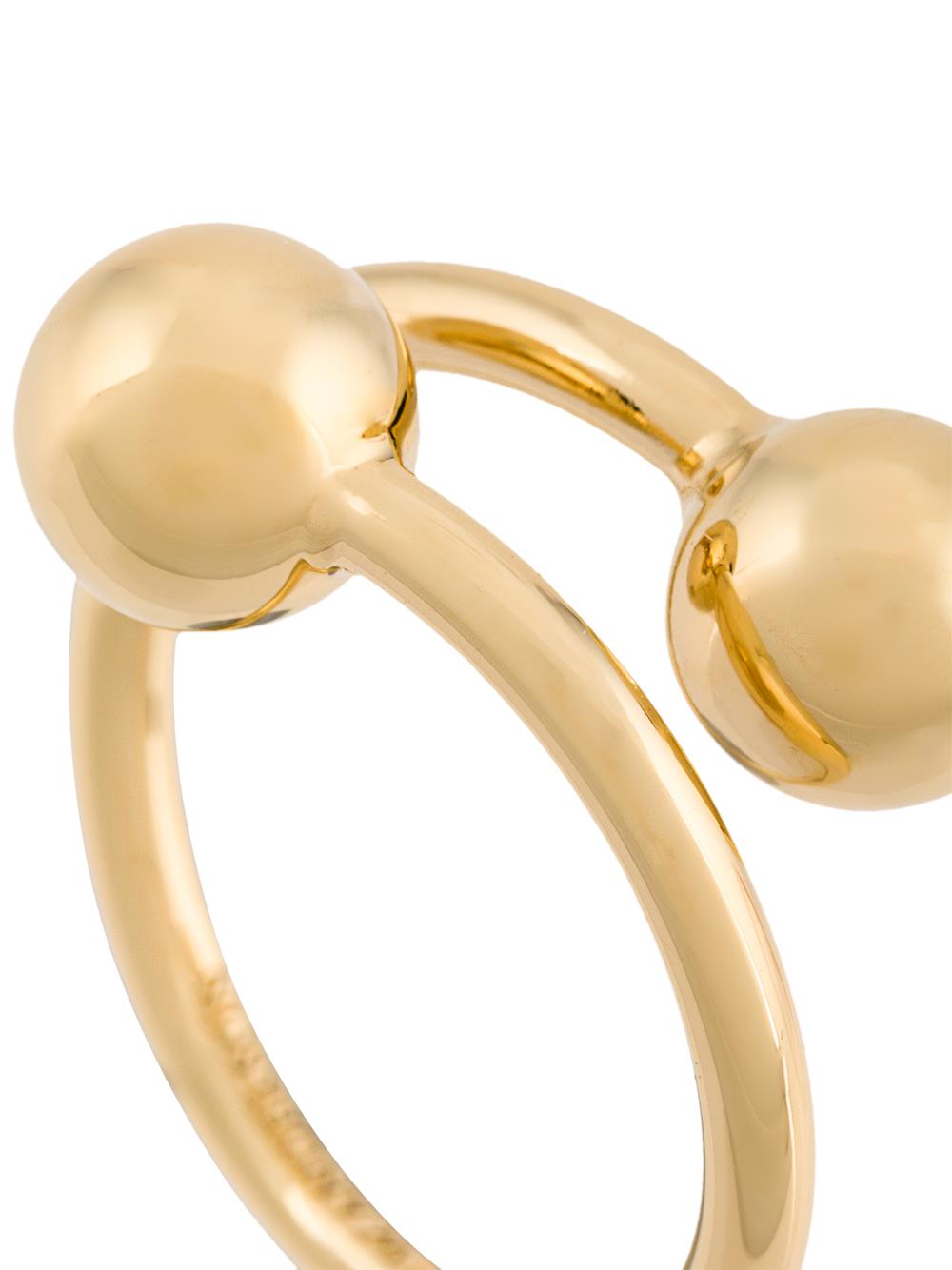 Gold plated brass double sphere ring