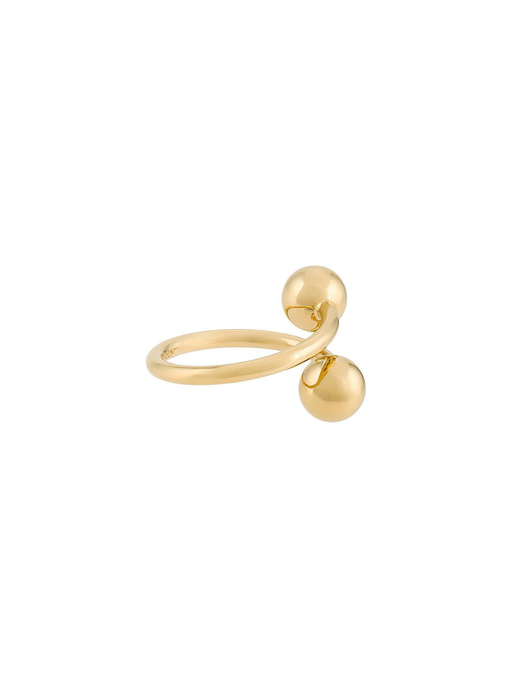 Gold plated brass double sphere ring