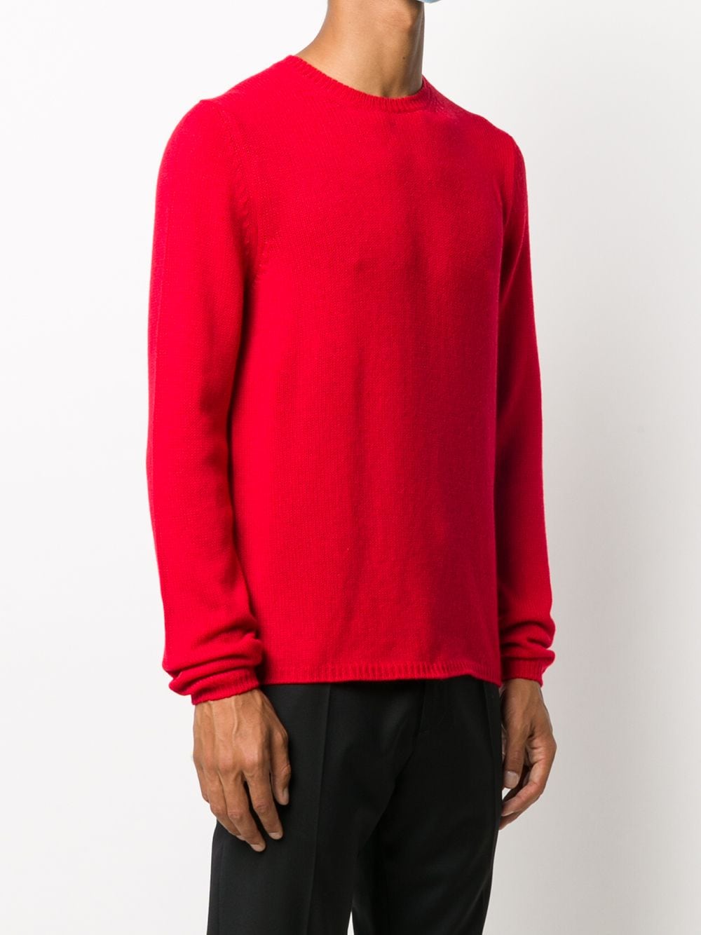 Maglione a girocollo di colore rosso in cashmere