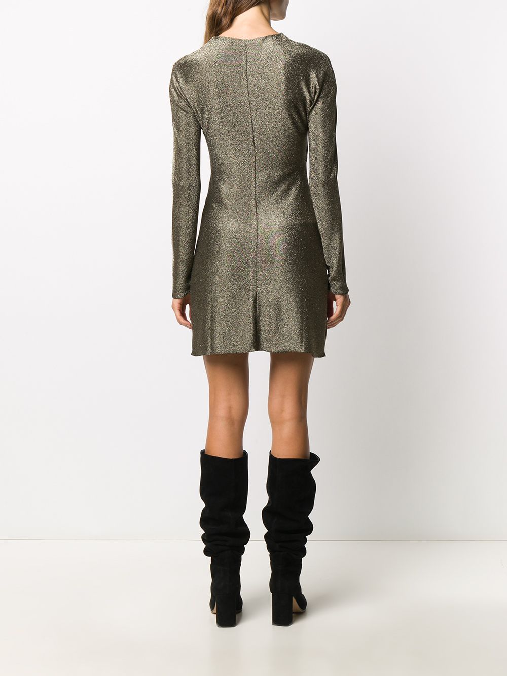 Gold-tone metallic plunging-neck dress 632415 YBYA21039 SAINT LAURENT 