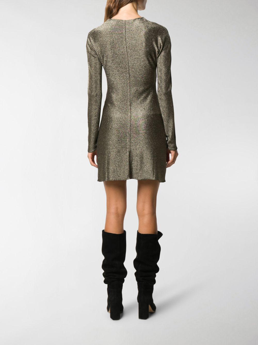 Gold-tone metallic plunging-neck dress 632415 YBYA21039 SAINT LAURENT 