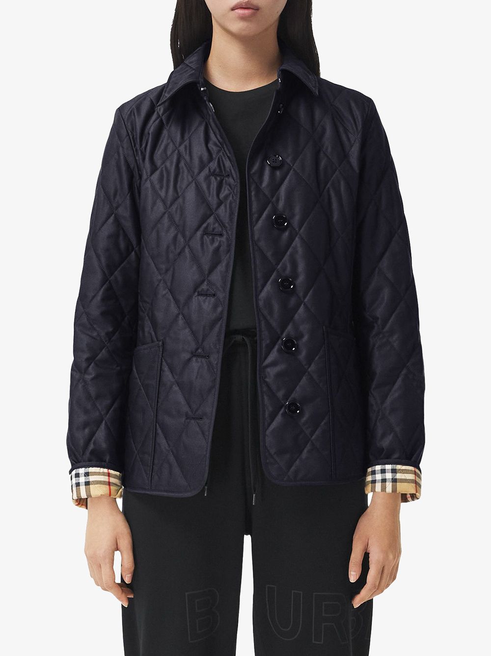 Midnight blue cotton diamond-quilted jacket