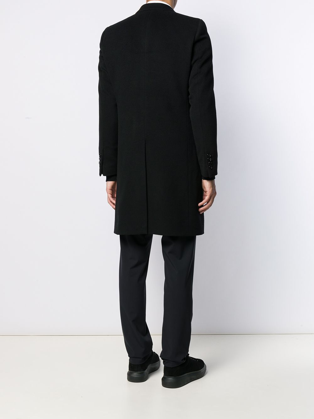 cappotto sartoriale monopetto nero in misto lana e cashmere