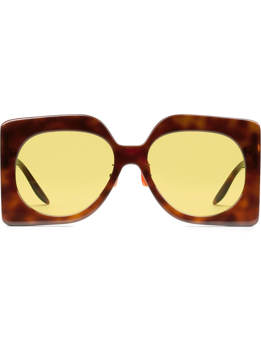 Brown acetate/rubber oversized-frame tinted sunglasses