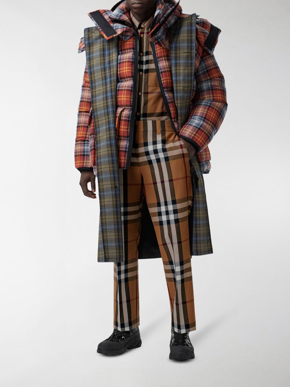Brown cupro/wool House Check tailored trousers