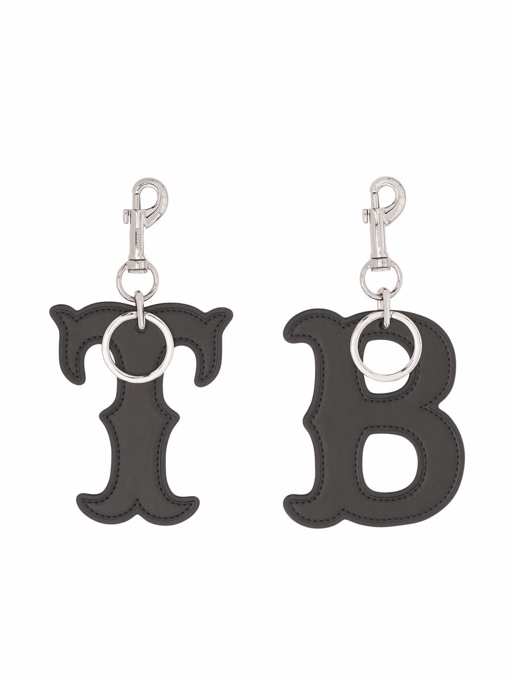 Black calf leather letter motif key charms